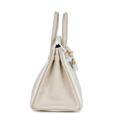 Hermes Special Order (HSS) Birkin 25 White and Trench Clemence Brushed Gold Hardware