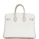 Hermes Special Order (HSS) Birkin 25 White and Trench Clemence Brushed Gold Hardware