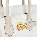 Hermes Special Order (HSS) Birkin 25 White and Trench Clemence Brushed Gold Hardware