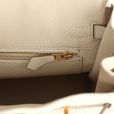 Hermes Special Order (HSS) Birkin 25 White and Trench Clemence Brushed Gold Hardware