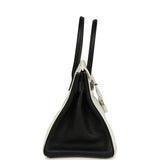 Pre-owned Hermes Special Order (HSS) Birkin 30 White and Black Clemence Permabrass Hardware