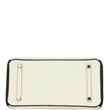 Pre-owned Hermes Special Order (HSS) Birkin 30 White and Black Clemence Permabrass Hardware
