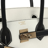 Pre-owned Hermes Special Order (HSS) Birkin 30 White and Black Clemence Permabrass Hardware