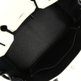 Pre-owned Hermes Special Order (HSS) Birkin 30 White and Black Clemence Permabrass Hardware