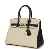 Pre-owned Hermes Special Order (HSS) Birkin 30 Craie and Black Togo Brushed Gold Hardware - Thumbnail View 5
