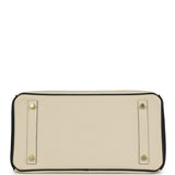 Pre-owned Hermes Special Order (HSS) Birkin 30 Craie and Black Togo Brushed Gold Hardware - Thumbnail View 6