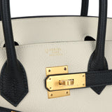 Pre-owned Hermes Special Order (HSS) Birkin 30 Craie and Black Togo Brushed Gold Hardware - Thumbnail View 7