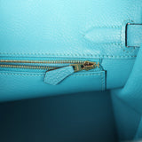 Pre-owned Hermes Birkin 30 Turquoise Togo Gold Hardware
