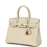 Pre-owned Hermes Birkin 30 Craie Epsom Rose Gold Hardware