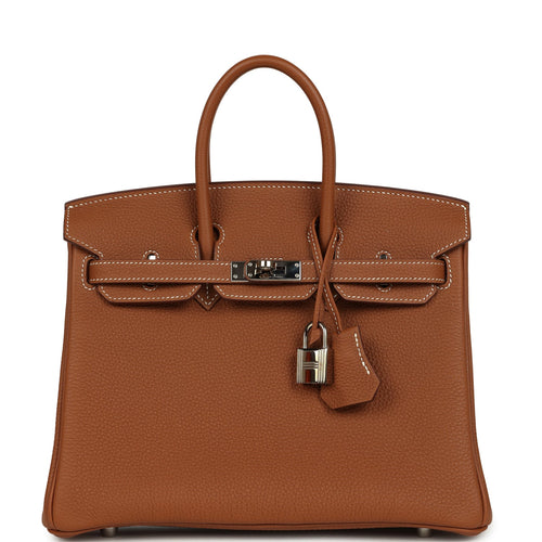 Pre-owned Hermes Birkin 25 Gold Togo Palladium Hardware