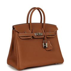 Pre-owned Hermes Birkin 25 Gold Togo Palladium Hardware