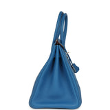Pre-owned Hermes Birkin 35 Bleu Mykonos Togo Palladium Hardware