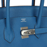 Pre-owned Hermes Birkin 35 Bleu Mykonos Togo Palladium Hardware