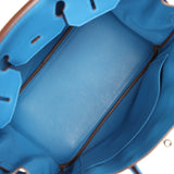 Pre-owned Hermes Birkin 35 Bleu Mykonos Togo Palladium Hardware