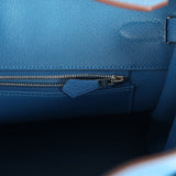 Pre-owned Hermes Birkin 35 Bleu Mykonos Togo Palladium Hardware