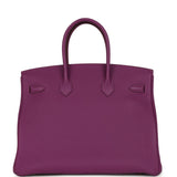 Pre-owned Hermes Birkin 35 Anemone Togo Gold Hardware