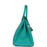 Pre-owned Hermes Birkin 35 Bleu Paon Togo Gold Hardware