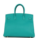 Pre-owned Hermes Birkin 35 Bleu Paon Togo Gold Hardware
