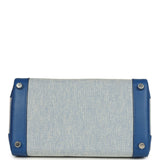 Hermes Birkin 25 Bleu France Swift and Bleu Bill-Ecru Toile H Canvas Palladium Hardware