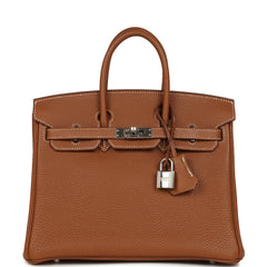 Pre-owned Hermes Birkin 25 Gold Togo Palladium Hardware