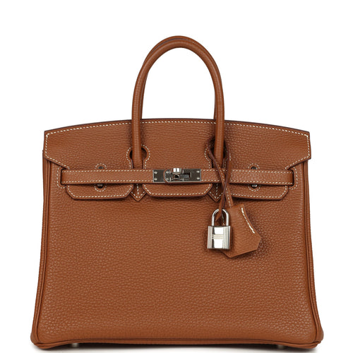Pre-owned Hermes Birkin 25 Gold Togo Palladium Hardware