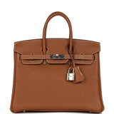 Pre-owned Hermes Birkin 25 Gold Togo Palladium Hardware