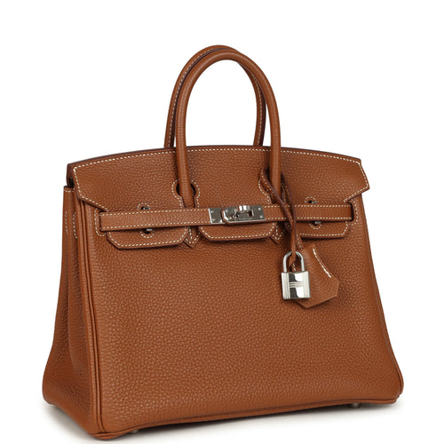 Pre-owned Hermes Birkin 25 Gold Togo Palladium Hardware