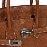 Pre-owned Hermes Birkin 25 Gold Togo Palladium Hardware