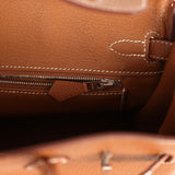 Pre-owned Hermes Birkin 25 Gold Togo Palladium Hardware