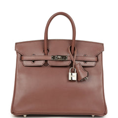 Pre-owned Hermes Birkin 25 Griolet Tadelakt Palladium Hardware