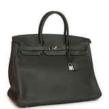 Pre-owned Hermes Birkin 40 Graphite Clemence Palladium Hardware