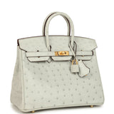 Hermes Special Order (HSS) Birkin 25 Gris Perle Verso Ostrich Brushed Gold Hardware