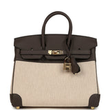 Hermes Birkin 25 Ecru-Beige Toile H Canvas and Ecorce Swift Permabrass Hardware - Thumbnail View 1