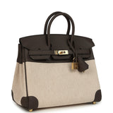 Hermes Birkin 25 Ecru-Beige Toile H Canvas and Ecorce Swift Permabrass Hardware - Thumbnail View 2