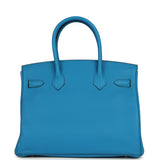 Pre-owned Hermes Birkin 30 Bleu Zanzibar Verso Togo Palladium Hardware
