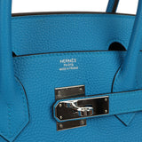 Pre-owned Hermes Birkin 30 Bleu Zanzibar Verso Togo Palladium Hardware