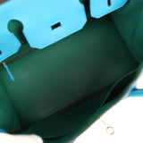 Pre-owned Hermes Birkin 30 Bleu Zanzibar Verso Togo Palladium Hardware