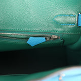 Pre-owned Hermes Birkin 30 Bleu Zanzibar Verso Togo Palladium Hardware