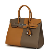 Pre-owned Hermes Casaque Birkin Sellier 30 Sesame and Etoupe Epsom Palladium Hardware