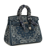 Pre-owned Jay Ahr Hermes Birkin 25 Bleu de Prusse Togo with Bandana Embroidery Palladium Hardware Payment 2