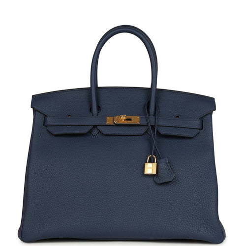 Hermes Birkin 35 Bleu Navy Togo Gold Hardware