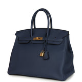 Hermes Birkin 35 Bleu Navy Togo Gold Hardware