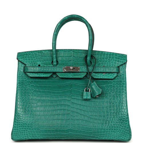 Hermes Birkin 35 Malachite Matte Porosus Crocodile Palladium Hardware