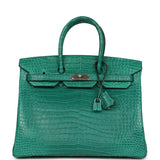Hermes Birkin 35 Malachite Matte Porosus Crocodile Palladium Hardware - Thumbnail View 1