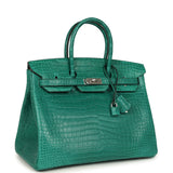 Hermes Birkin 35 Malachite Matte Porosus Crocodile Palladium Hardware - Thumbnail View 2