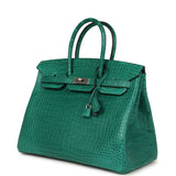 Hermes Birkin 35 Malachite Matte Porosus Crocodile Palladium Hardware - Thumbnail View 5