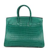 Hermes Birkin 35 Malachite Matte Porosus Crocodile Palladium Hardware - Thumbnail View 4