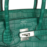 Hermes Birkin 35 Malachite Matte Porosus Crocodile Palladium Hardware - Thumbnail View 7