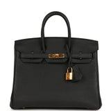 Pre-owned Hermes Birkin 25 Black Togo Gold Hardware