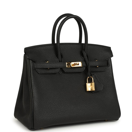 Pre-owned Hermes Birkin 25 Black Togo Gold Hardware